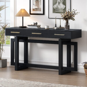 U-STYLE Elegant Console Table With Three Drawers Extra Long Entryway Table For Entryway Hallway Living Room Foyer Corridor