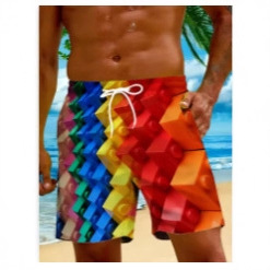 Geometric Print Fashion Mens Shorts