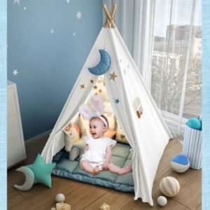 AU Large Teepee Tent Kids Cotton Canvas Pretend Play House Boy Girls Wigwam OZ 70X11X11