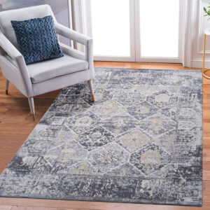 PAYAS 5X7 Grey Blue Traditional Area Rug