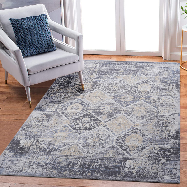 PAYAS 5X7 Grey Blue Traditional Area Rug