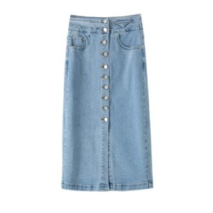 Single-breasted Denim Skirt For Women