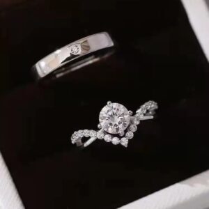 Crown Moissanite Ring For Women, Simulated Diamond Engagement Wedding Ring, Qixi Gift For Girlfriend