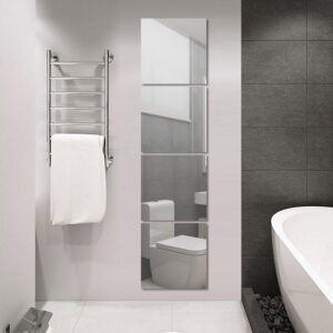 4Pcs Mirror Tiles Wall Sticker Acrylic Self Adhesive Stick On AntiShatter Decor