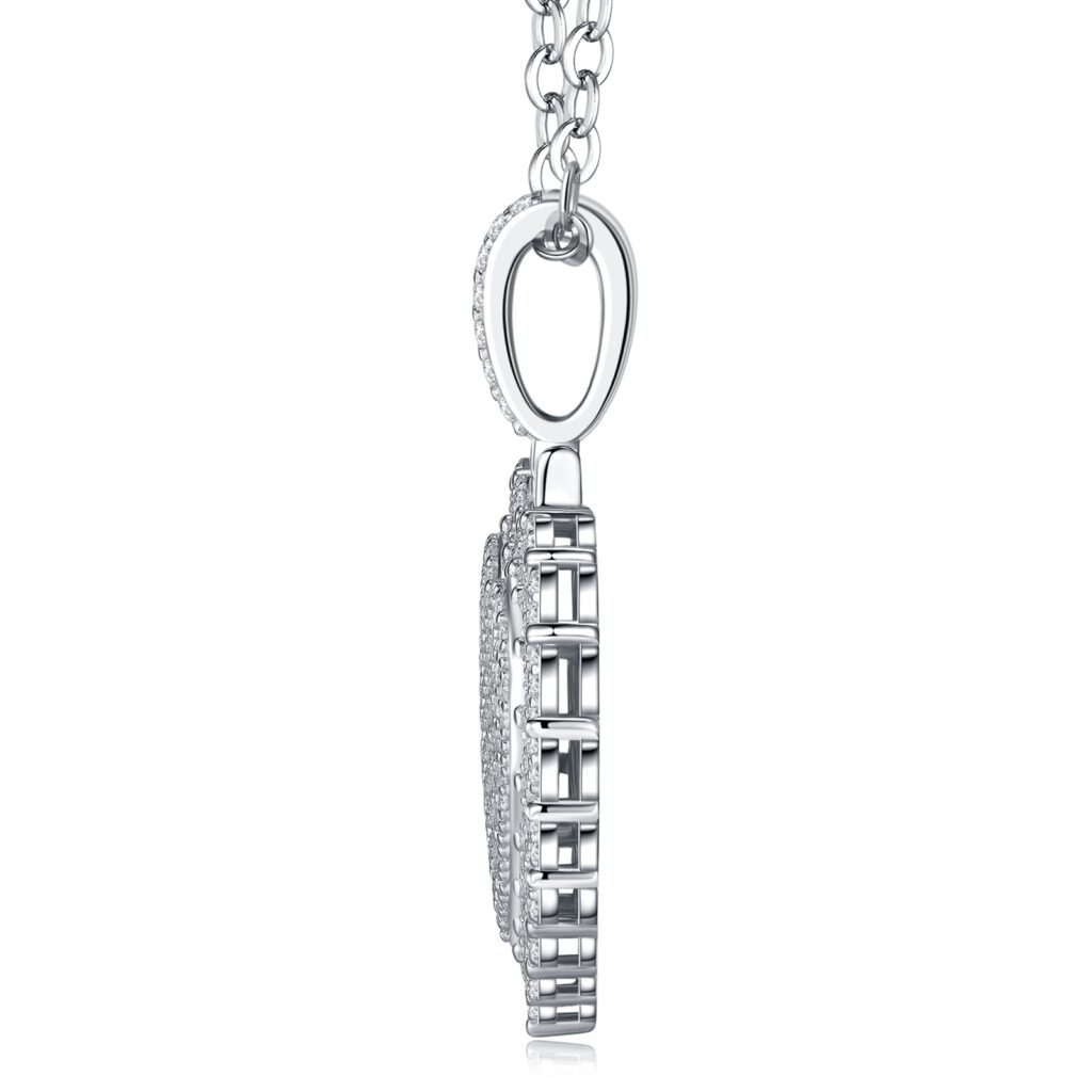 A Luxurious And Fashionable Minimalist Jewelry Pendant Necklace Set With Top-quality Moissanite, Made Of S925 Silver Electroplated With Platinum.