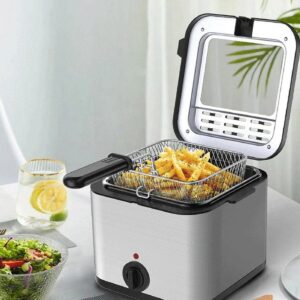 2.5Ltr Compact 1 0 0 0W Electric Stainless Steel Deep Fat Fryer Non-stick Chip Pan