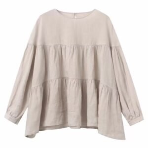 Women's Flowy Crew-neck Doll Shirt Pullover