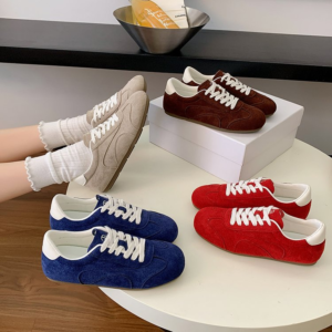 2026 Spring & Autumn New Arrival Anti-slip Suede Fashion Shoes, Low-top Casual Outdoor Solid Color Sneakers
