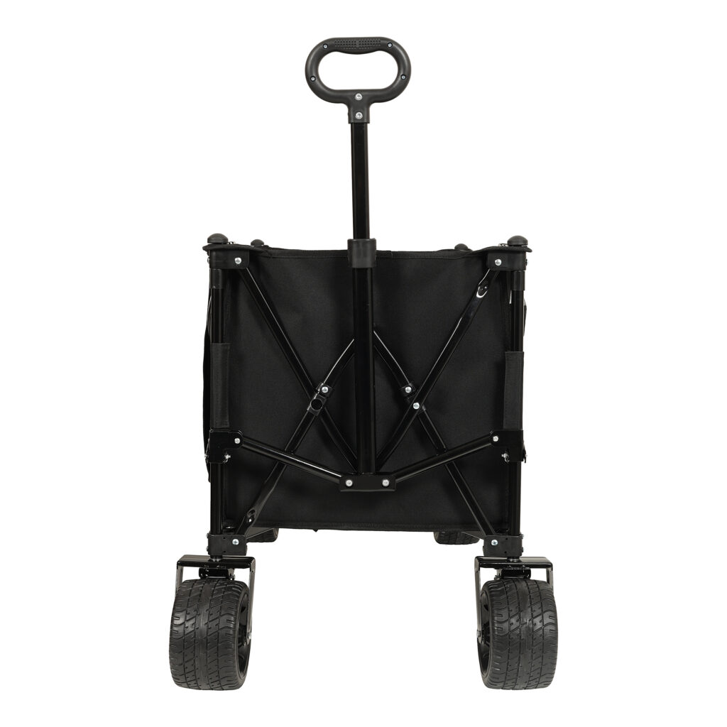 Collapsible Foldable Extended Wagon 480lbs Weight Capacity Heavy Duty Folding Utility Garden Cart With Big All- Terrain Beach Wheels & Drink Holders Side Pocket And Brakes Black