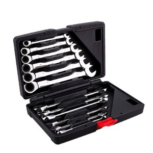 12pcs Fixed Spanners Ratchet Wrench Kit 8-19mm High-Torque Hand Tool Set For Garage, Workshop & Household Repairs