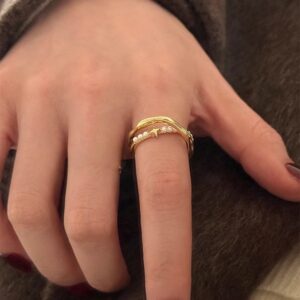 Minimalist Gold Tone Mother Of Pearl Ring, Adjustable Band, Niche Commuter Accessory