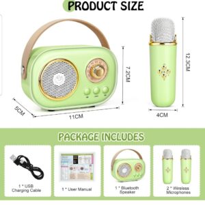 Kids Karaoke Machine, Karaoke Toys For Kids & Adults With 2 Microphones Green