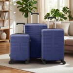 Non-TSA Customs Lock 3-in-1 PP Trolley Case, 20in, 24in, 28in, PP, Navy Blue