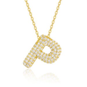 Bubble Letter - P-shaped Necklace Pendant Featuring Top-quality Moissanite. This Luxurious And Fashionable Light Luxury Trend Jewelry Piece Is Made Of S925 Silver Electroplated With Gold.