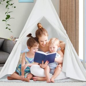 AU Large Teepee Tent Kids Cotton Canvas Pretend Play House Boy Girls Wigwam OZ 70X11X11