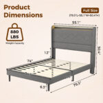 A Double Bed Frame With Adjustable Headboard, Equipped With 3 USB Charging Ports, LED Light Strips And Bluetooth Controller