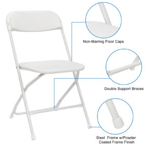 4Pcs Folding Chair, 350LBS Lightweight Foldable Plastic Chair, Reinforced Metal Frame Easy To Fold & Store For Indoor & Outdoor, Wedding, Party, Meeting Room, Patio And Garden