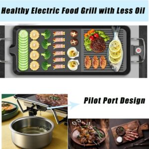 48cm Electric Teppanyaki Table Top Griddle BBQ Hot Plate Barbecue Grill Pan Non-Stick