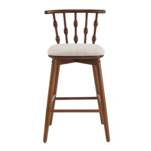 Doria Indoor Wooden Barstool Walnut Finish With Beige Upholstery Set Of 2