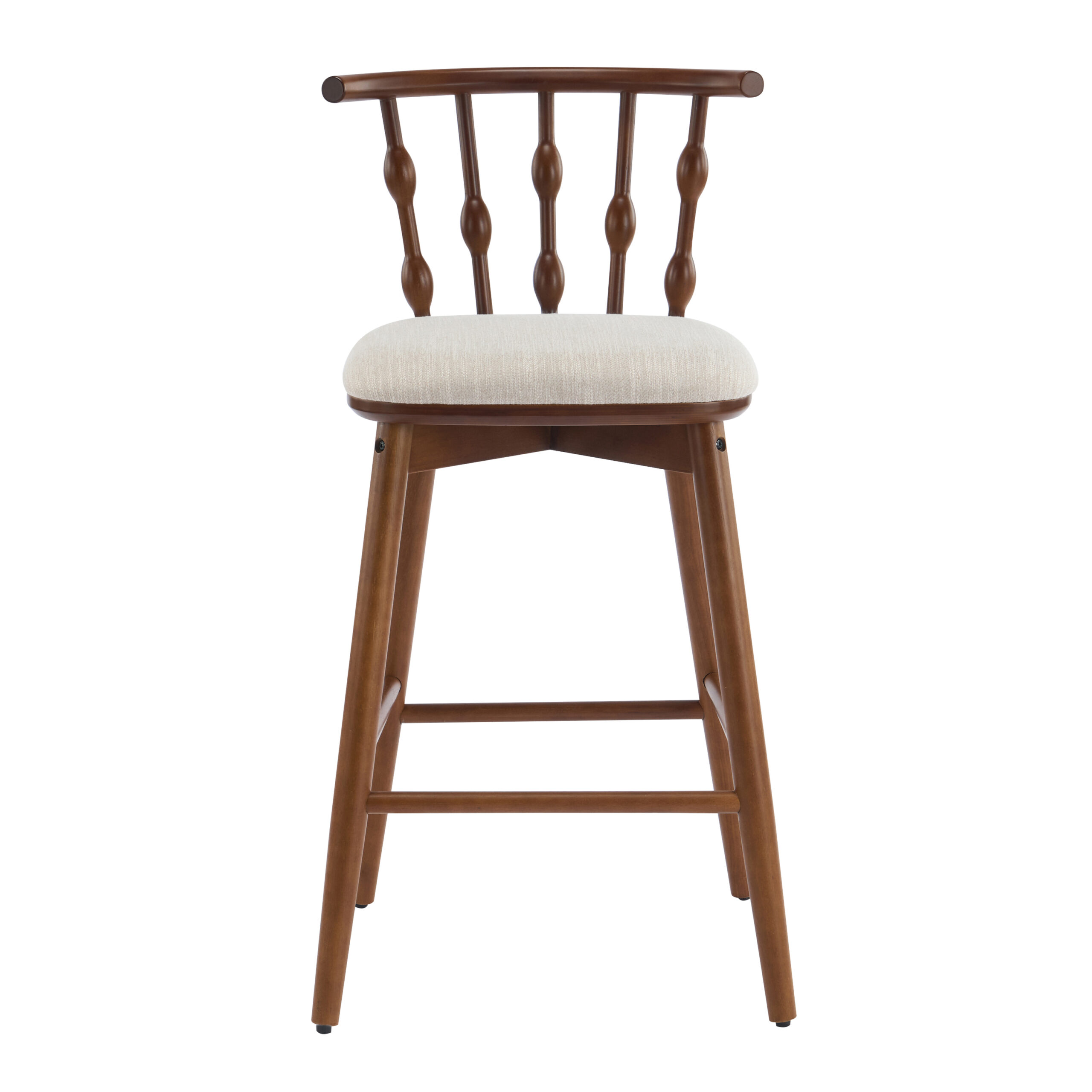 Doria Indoor Wooden Barstool Walnut Finish With Beige Upholstery Set Of 2 - Image 5