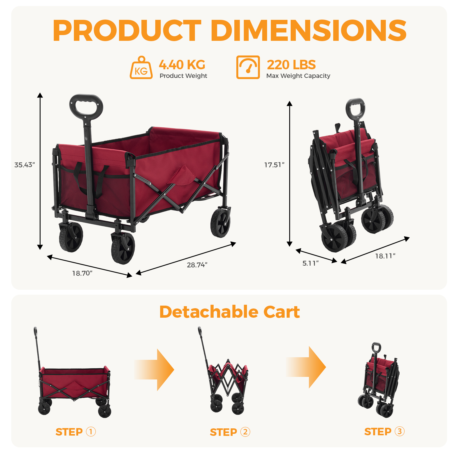 Foldable Trolley, With Wheels, Foldable, Large Capacity, 330 Pounds, Multi-functional Trolley, Heavy-duty Design, With Elastic Handles - Image 10