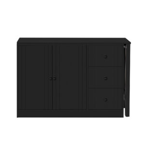 U-STYLE 89.7 Wooden Sideboard With Extendable Table Multifunctional Storage Cabinet With 2 Doors And 3 Drawers For Living Room Study Foyer And Kitchen