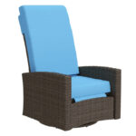 Outdoor Wicker Swivel Recliner Chair, Lifting Footrest, 360Rotating Basic, Water-resistant Cushions, Sky Blue