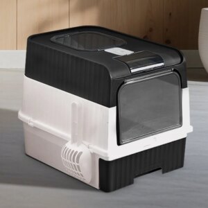 Fully Enclosed Magic Cube Litter Box, Top&Front Entry, Pull-Out Drawer, Anti-Splash Odor Control, Large For Big Cats