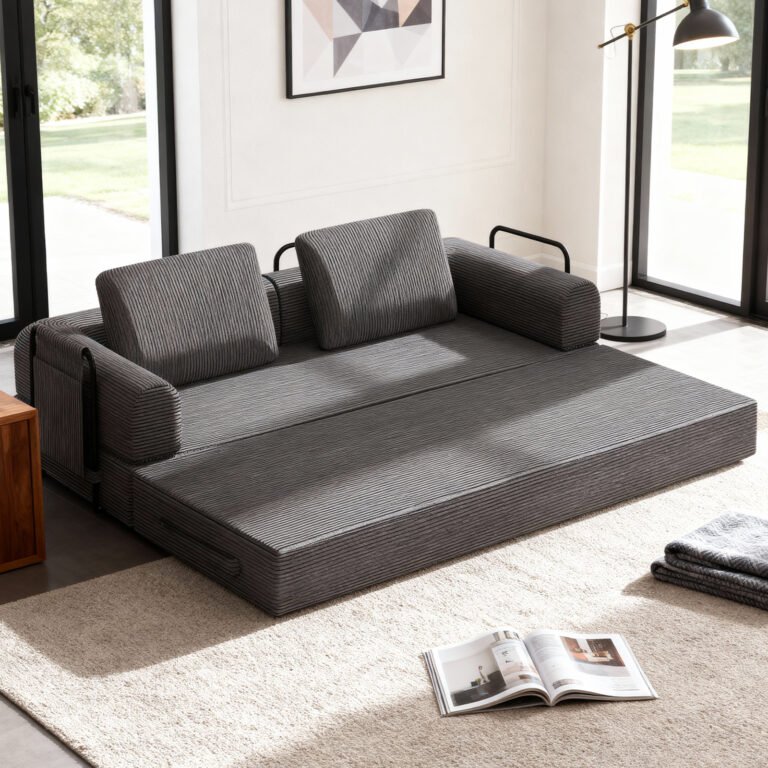 78 Inch Convertible Sleeper Sofa Bed, Futon Boneless Couch Lounge Loveseat With Pull Out Bed, No Assembly Required
