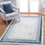 MARFI 8X10 Blue Ivory Bordered Area Rug