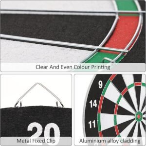 FULL SIZE 17in DARTBOARD SET 6 DARTS FAMILY DART GAME BOARD ADULTS KIDS XMAS