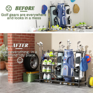 Golf Bag Storage Garage Organizer,Golf Club Bag Storage Rack For Garage, Extra Storage Rack For Golf Clubs,Golf Bag Organizer Fit For Garage,Shed,Basement