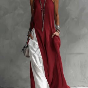 Womens Sleeveless Loose-Fit Off-Shoulder Dress With Pockets