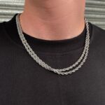 Retro Minimalist Braided Necklace Mens Titanium Steel Pendant With Hemp Rope Chain