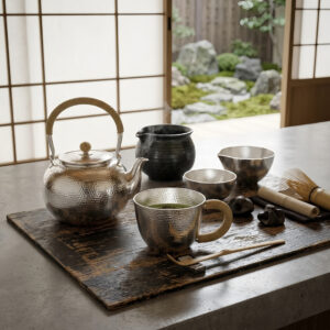 925 Sterling Silver Handcrafted Hammered Silver Mug with Woven Rattan Handle – Handicraft