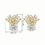 925 Sterling Silver Elegant Radiant Gemstone Blossom Stud Earrings with Delicate Filigree Butterfly Accents