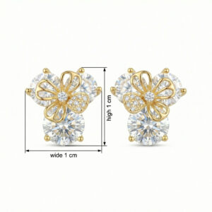 925 Sterling Silver Elegant Radiant Gemstone Blossom Stud Earrings with Delicate Filigree Butterfly Accents