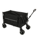 Collapsible Foldable Extended Wagon 480lbs Weight Capacity Heavy Duty Folding Utility Garden Cart With Big All- Terrain Beach Wheels & Drink Holders Side Pocket And Brakes Black