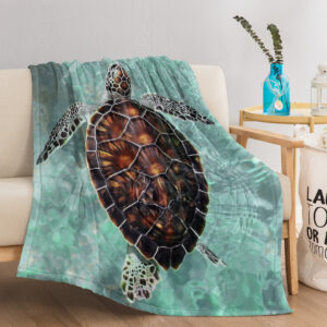 Sea Turtle Throw Blanket Beach Turtle Printed Blankets Soft Flannel Throw, Gifts For Ocean Lovers Kids,Lightweight Flannel Throw Blankets