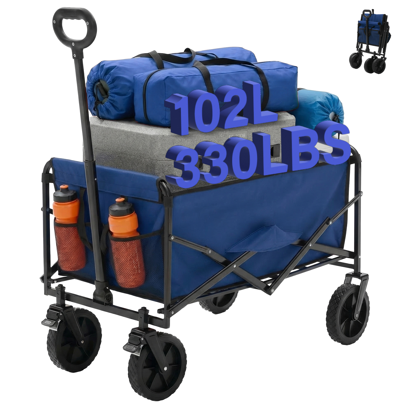 Foldable Trolley, With Wheels, Foldable, Large Capacity, 330 Pounds, Multi-functional Trolley, Heavy-duty Design, With Elastic Handles - Image 12