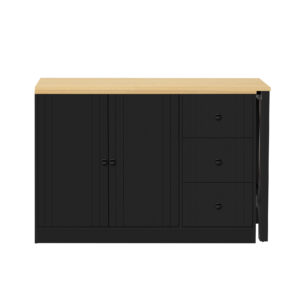 U-STYLE 89.7 Wooden Sideboard With Extendable Table Multifunctional Storage Cabinet With 2 Doors And 3 Drawers For Living Room Study Foyer And Kitchen