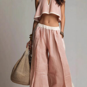 Casual Chic Solid Color Sleeveless V-Neck Set