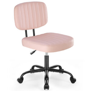 A Small Office Chair With A Low Back Support, A Height-adjustable Work Chair, And Equipped With 360-degree Rotating Wheels
