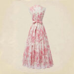 Elegant Short-Sleeve Lace-Patchwork Lace-Up Printed Dress