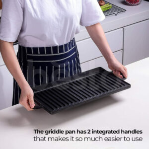 Griddle Plate Cast Iron Reversible BBQ Skillet Fry Pan Grill Double Sided