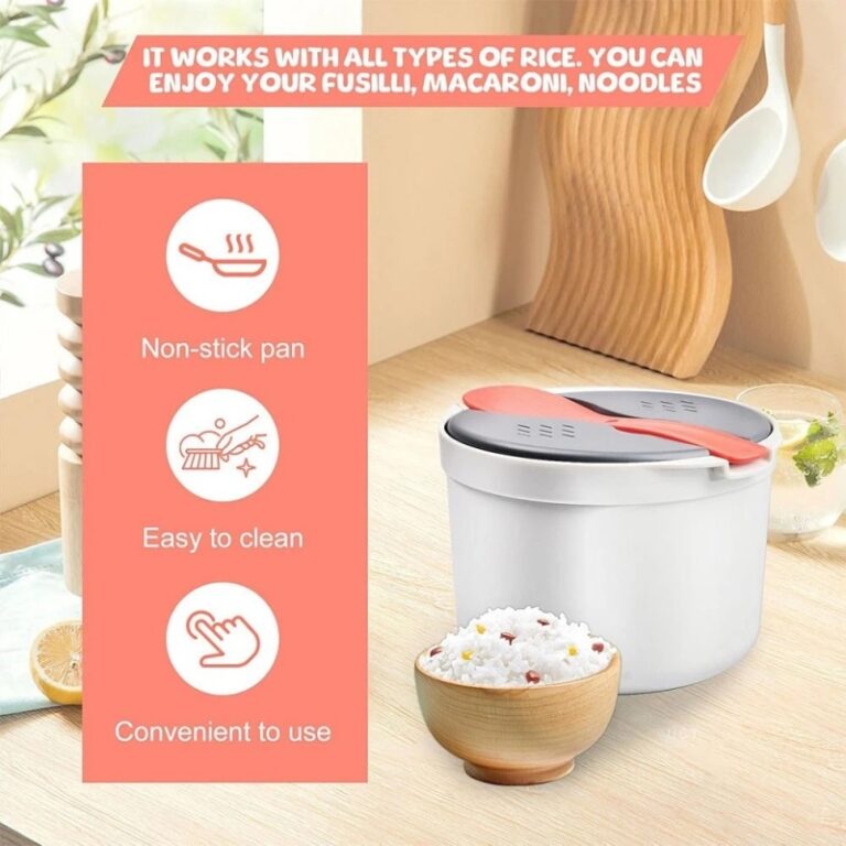 Microwave Rice Cooker, 2L Microwave Rice Pasta Cooker With Strainer Steamer