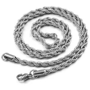 Retro Minimalist Braided Necklace Mens Titanium Steel Pendant With Hemp Rope Chain