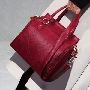 Ladies Vintage Tote Bag - Large Capacity Handbag With Multiple Pockets, Detachable Shoulder Strap And Wristlet, Snap Closure, Fashion Accessory ,Vintage Design, Glossy Finish, Perfect Valentine