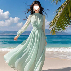 French Style Soft Waist Cinching Flattering Maxi Dress