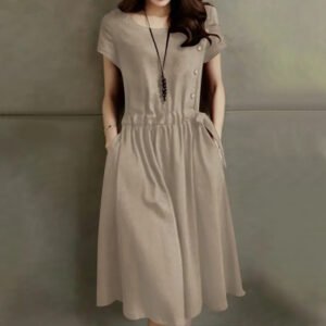 Lace-up Waist-cinching Slimming Stylish Maxi Dress